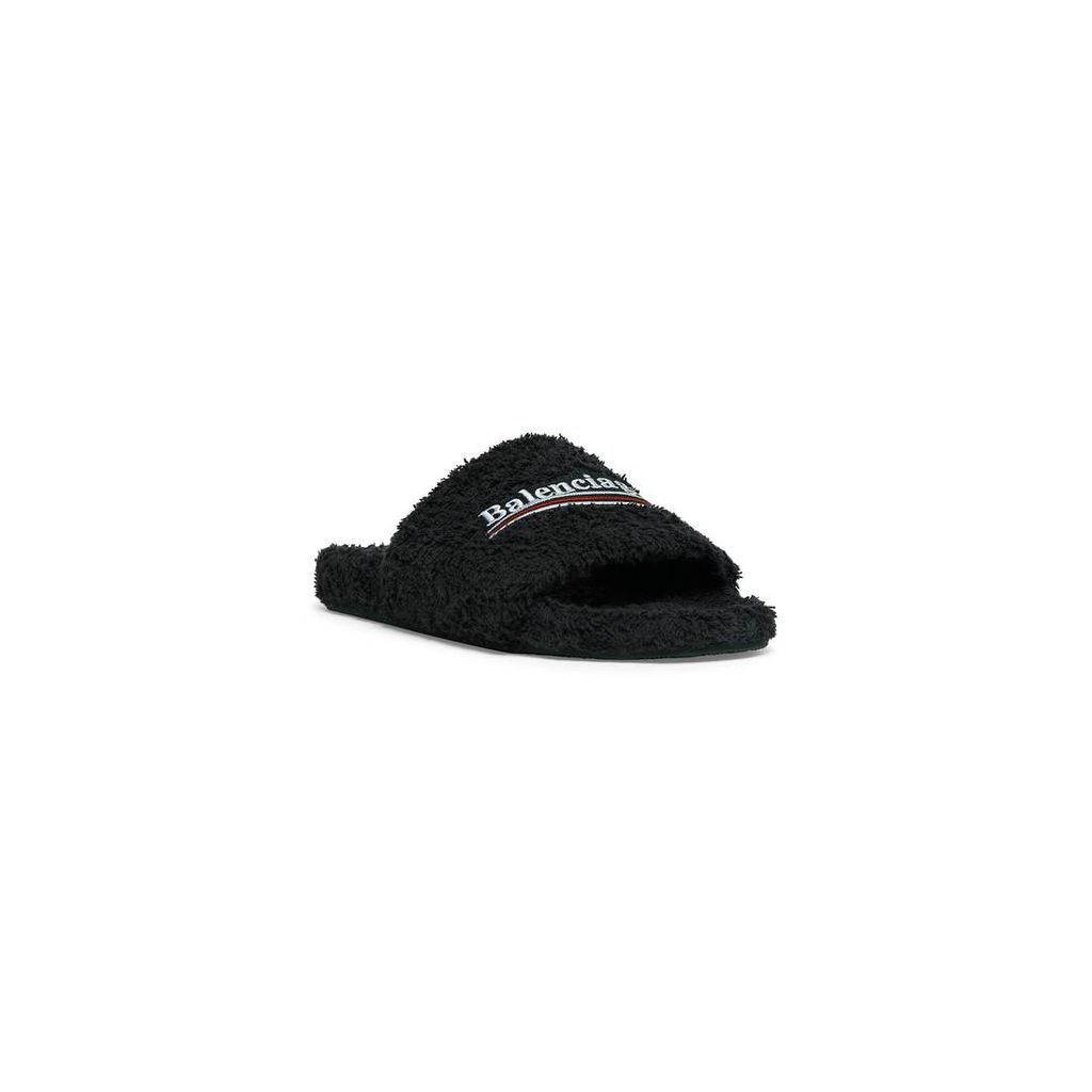 Furry Slide Sandal In Soft Towel