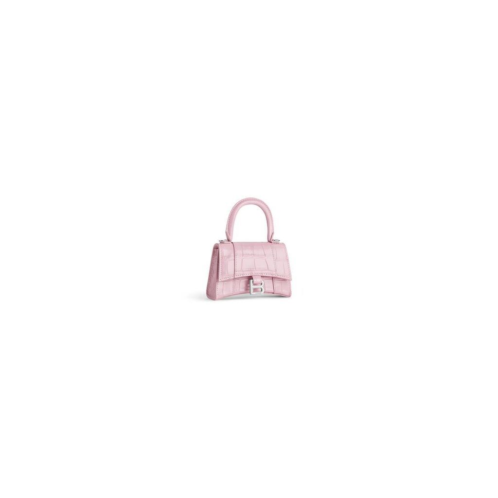 Hourglass Mini Handbag With Chain Crocodile Embossed