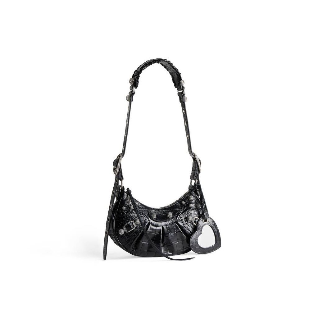 Le Cagole XS Shoulder Bag Crocodile Embossed With Rhinestones
