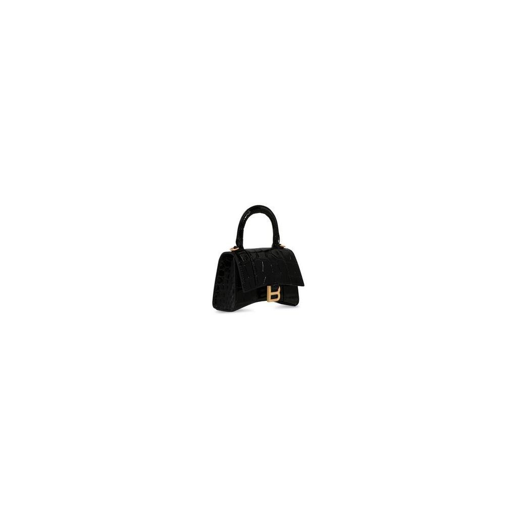 Hourglass Mini Handbag With Chain Crocodile Embossed