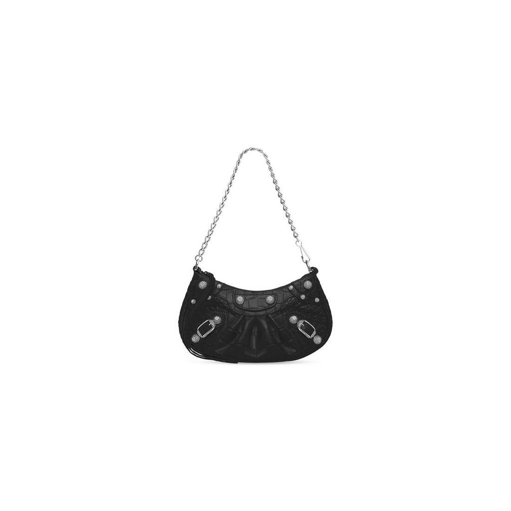 Le Cagole Mini Bag With Chain Crocodile Embossed With Rhinestones