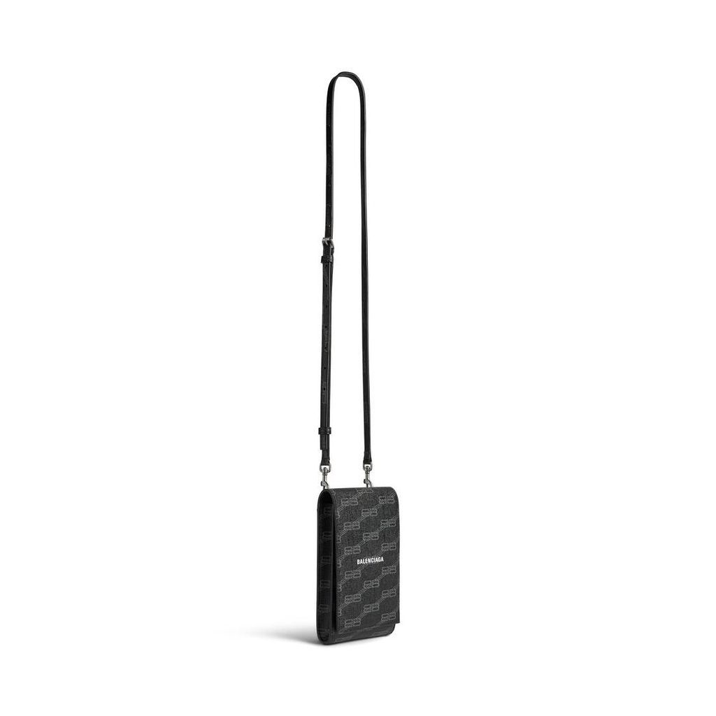 Signature Phone Holder With Strap Bb Monogram Coated Canvas