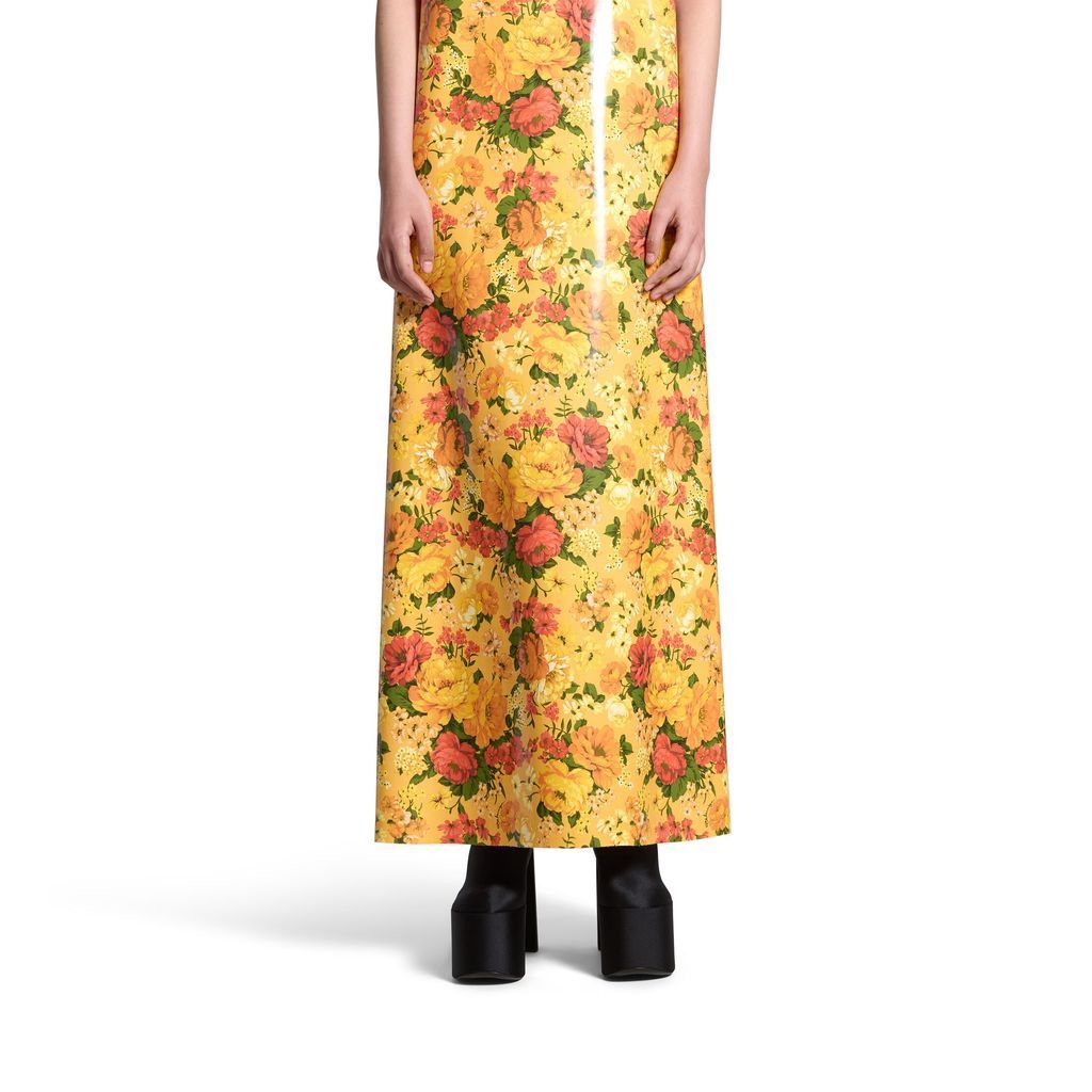 Faux Vinyl Floral Sleeveless Dress