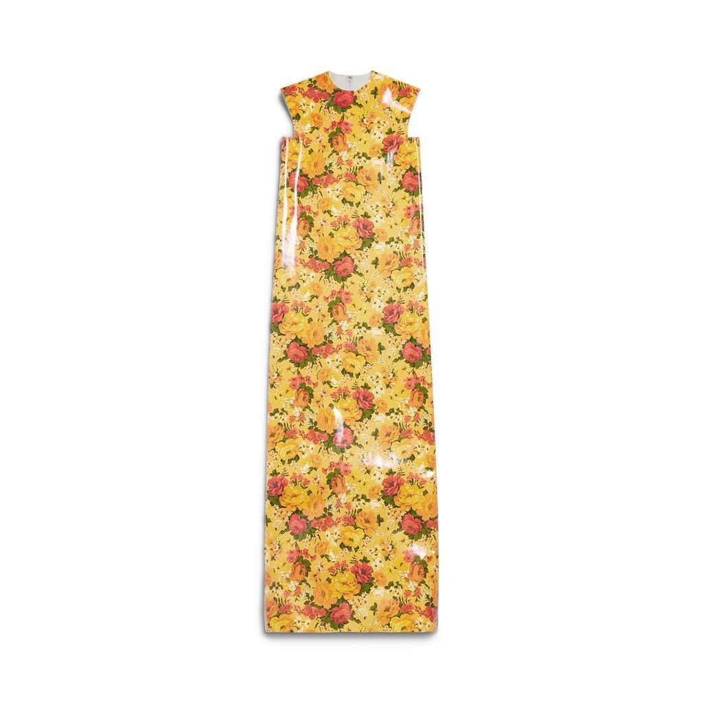 Faux Vinyl Floral Sleeveless Dress