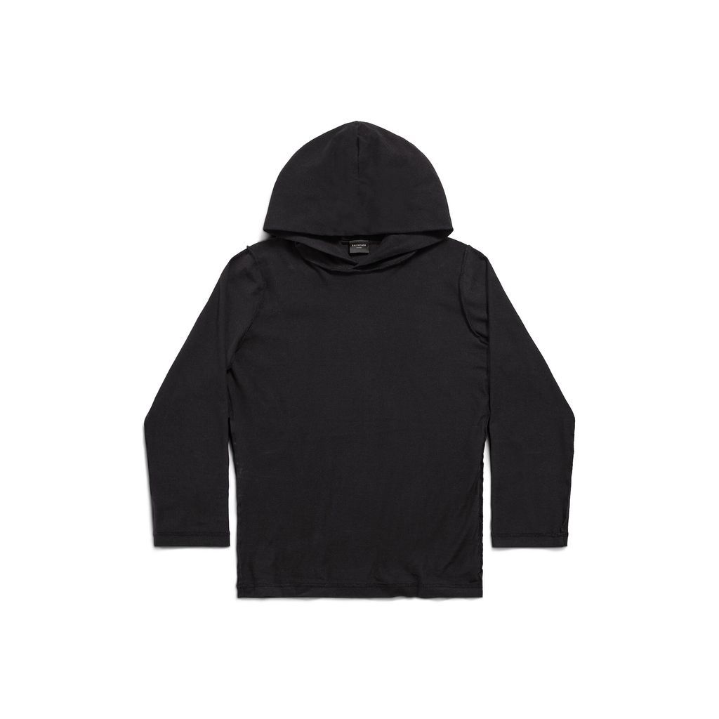 Inside-Out Long Sleeve Hooded T-Shirt Fitted