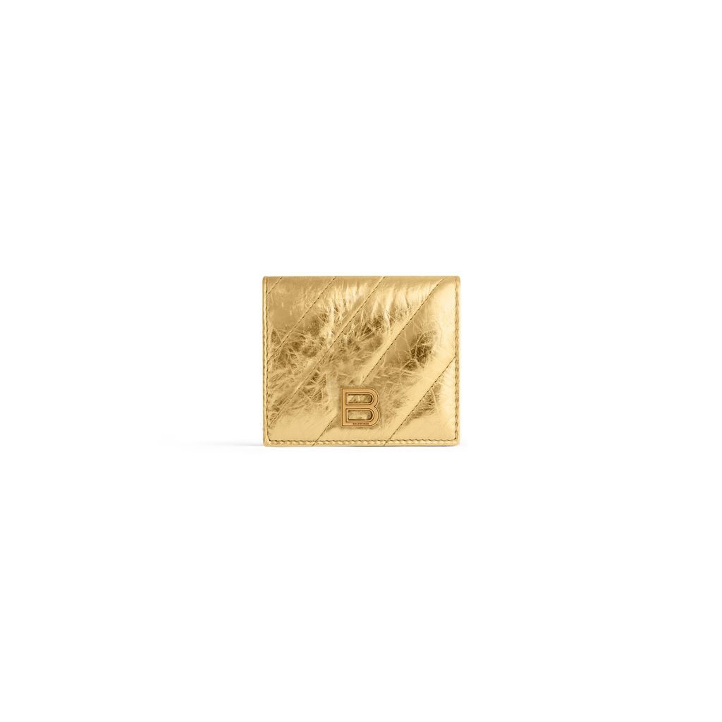Crush Flap Coin And Card Holder Metallized Quilted