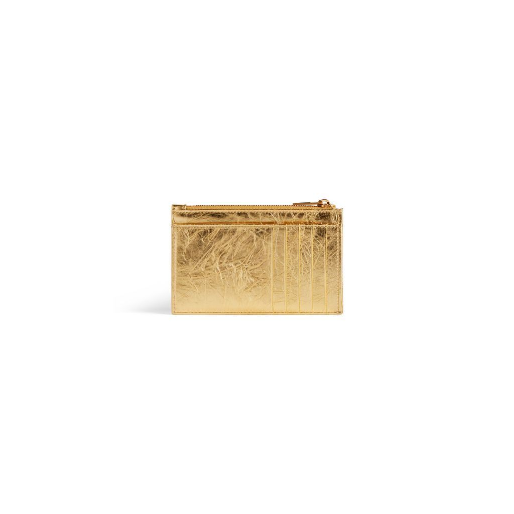 Crush Long Coin And Card Holder Metallized Quilted