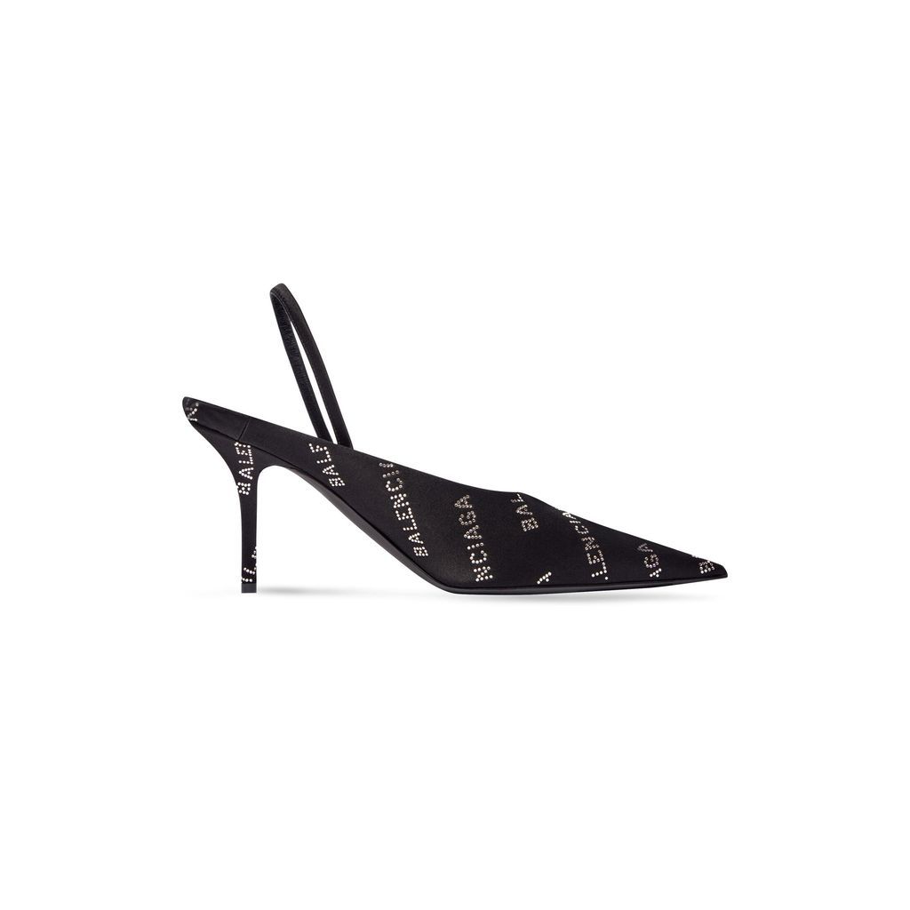 Square Knife Slingback 80mm Mule With Rhinestones