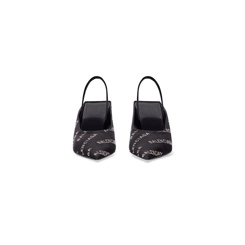Square Knife Slingback 80mm Mule With Rhinestones