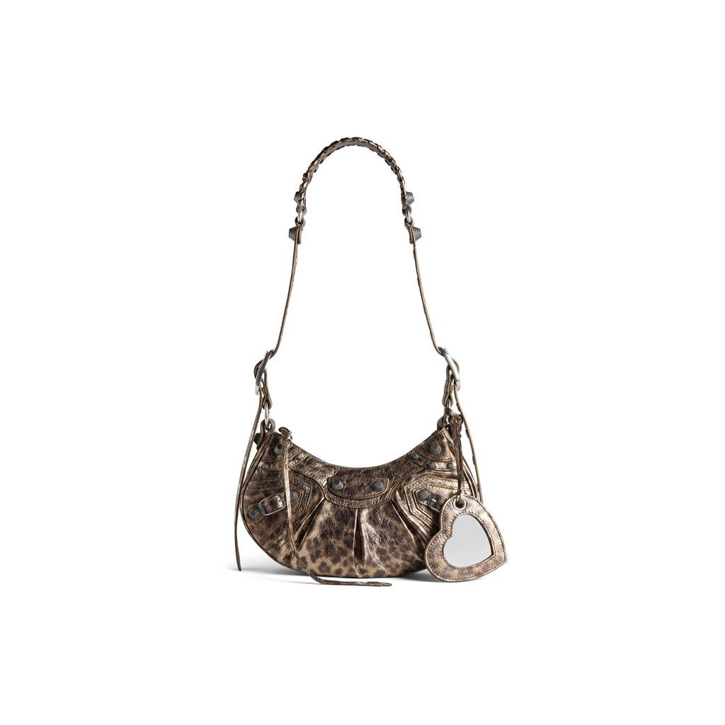 Le Cagole XS Shoulder Bag Metallized With Leopard Print