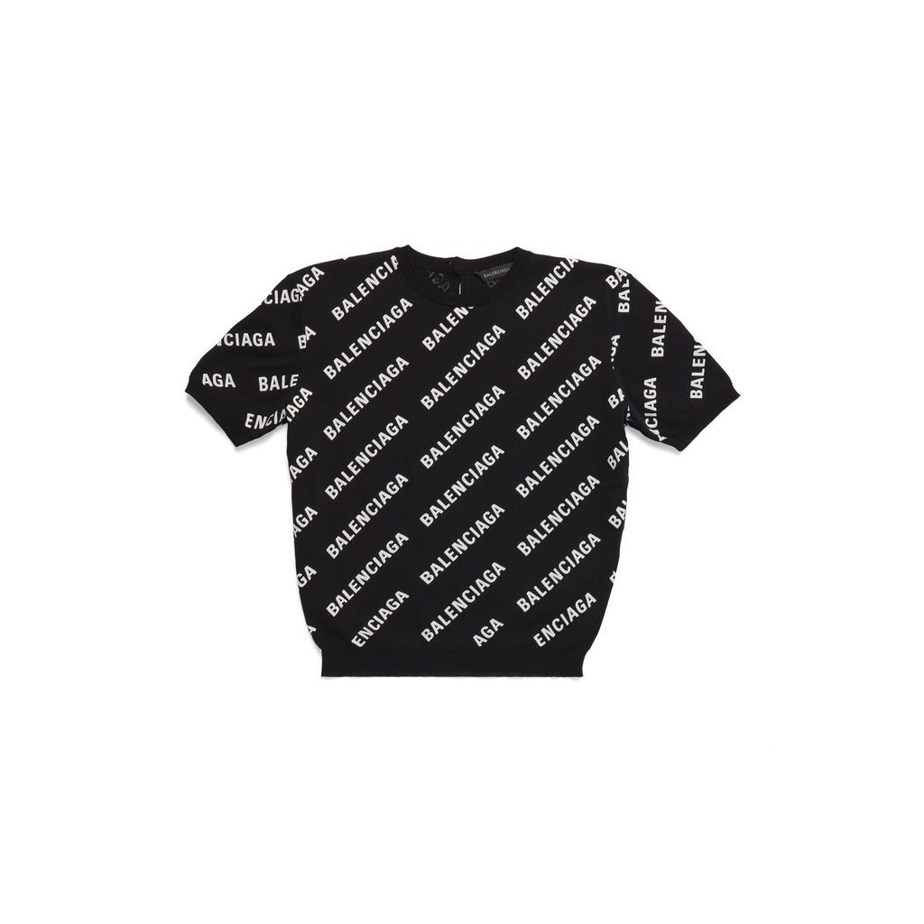 Mini Allover Logo Crop Short Sleeve Sweater