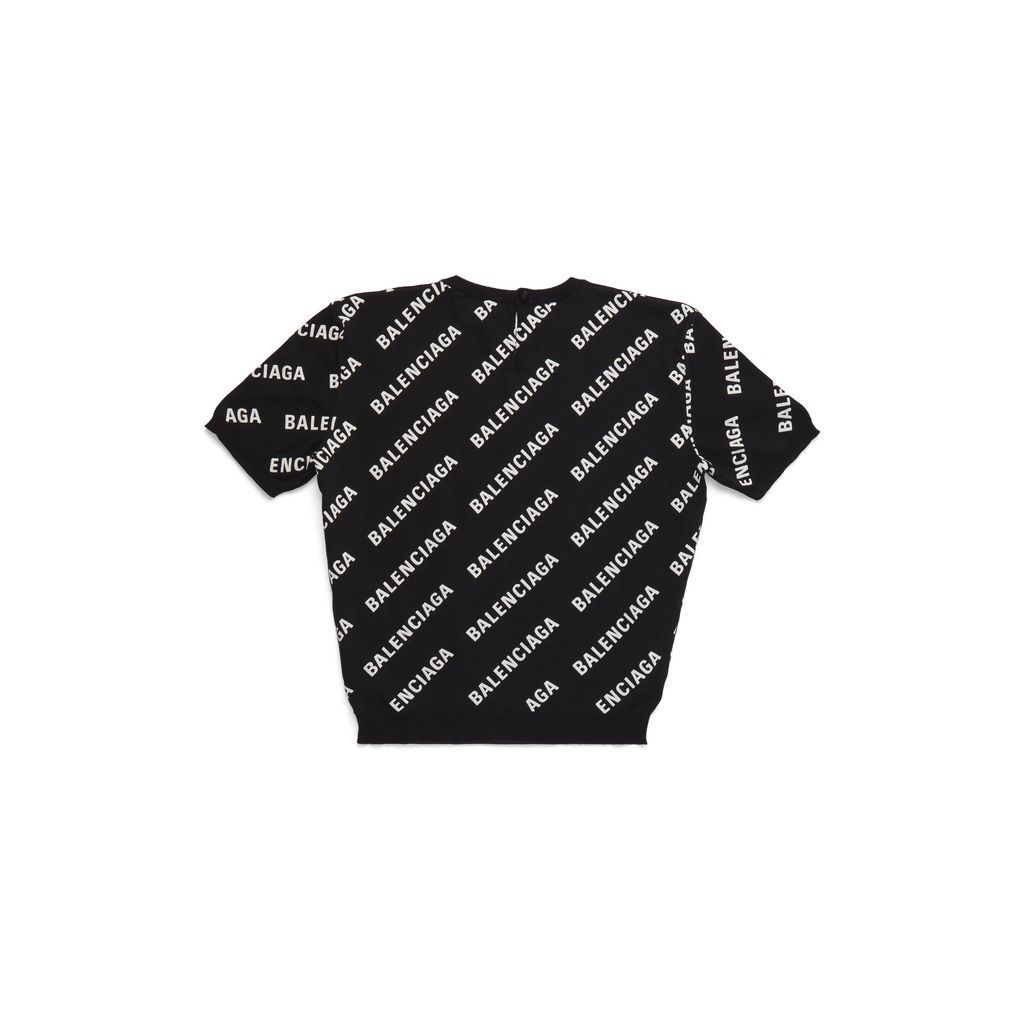 Mini Allover Logo Crop Short Sleeve Sweater