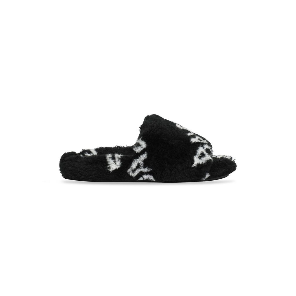 Furry Slide Sandal Allover Logo
