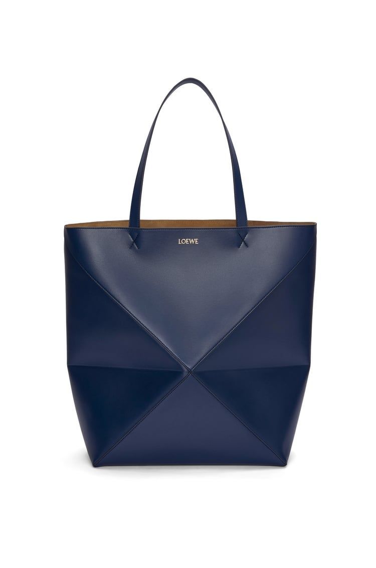 XL Puzzle Fold Tote in shiny calfskin