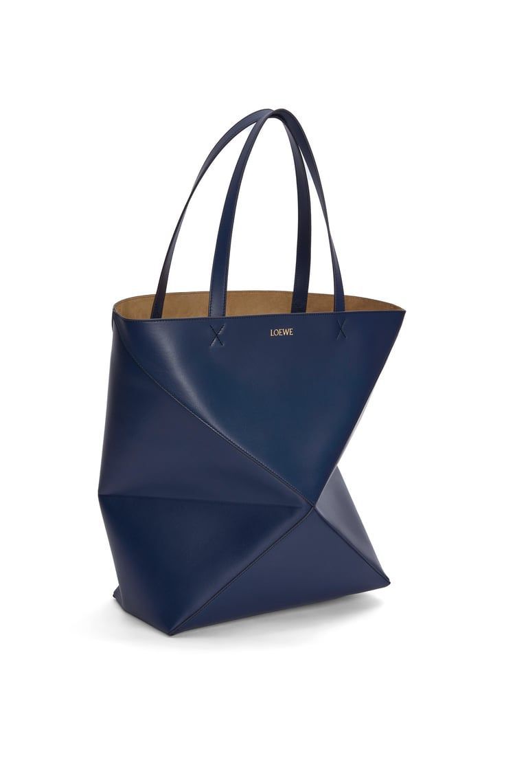 XL Puzzle Fold Tote in shiny calfskin