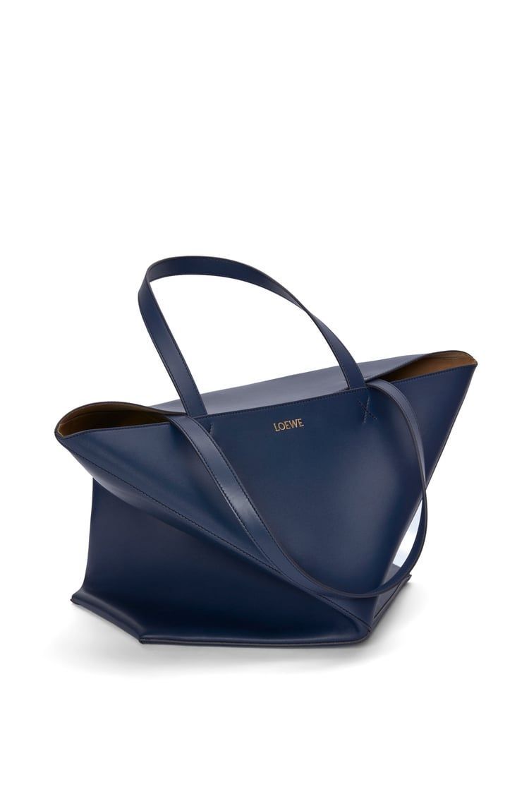 XL Puzzle Fold Tote in shiny calfskin