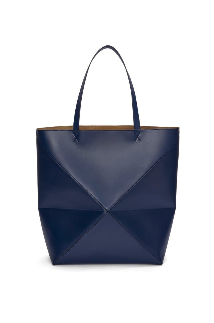 XL Puzzle Fold Tote in shiny calfskin