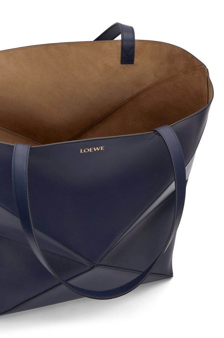XL Puzzle Fold Tote in shiny calfskin
