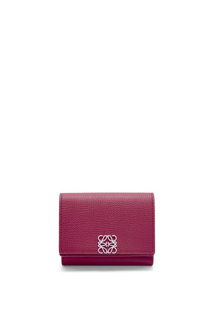Anagram trifold wallet in pebble grain calfskin