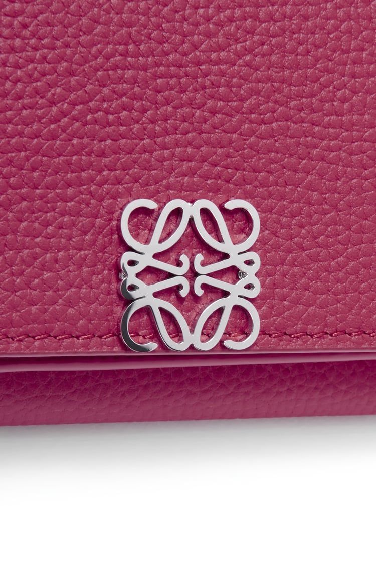Anagram trifold wallet in pebble grain calfskin