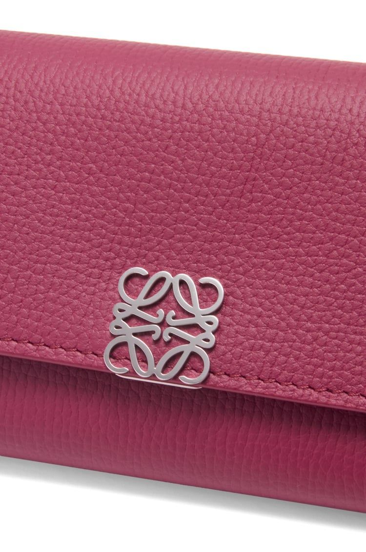 Anagram small vertical wallet in pebble grain calfskin