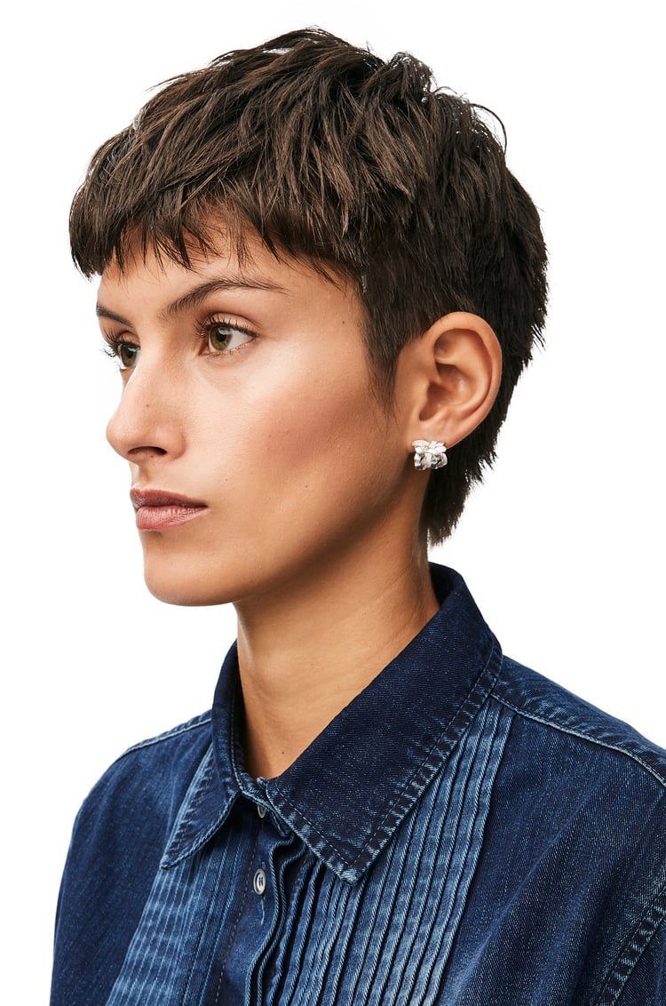Nest small hoop earrings in sterling silver and enamel