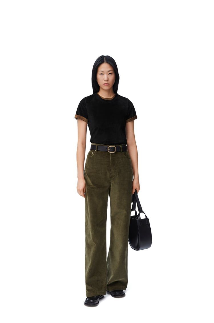 High waisted trousers in cotton and cashmere