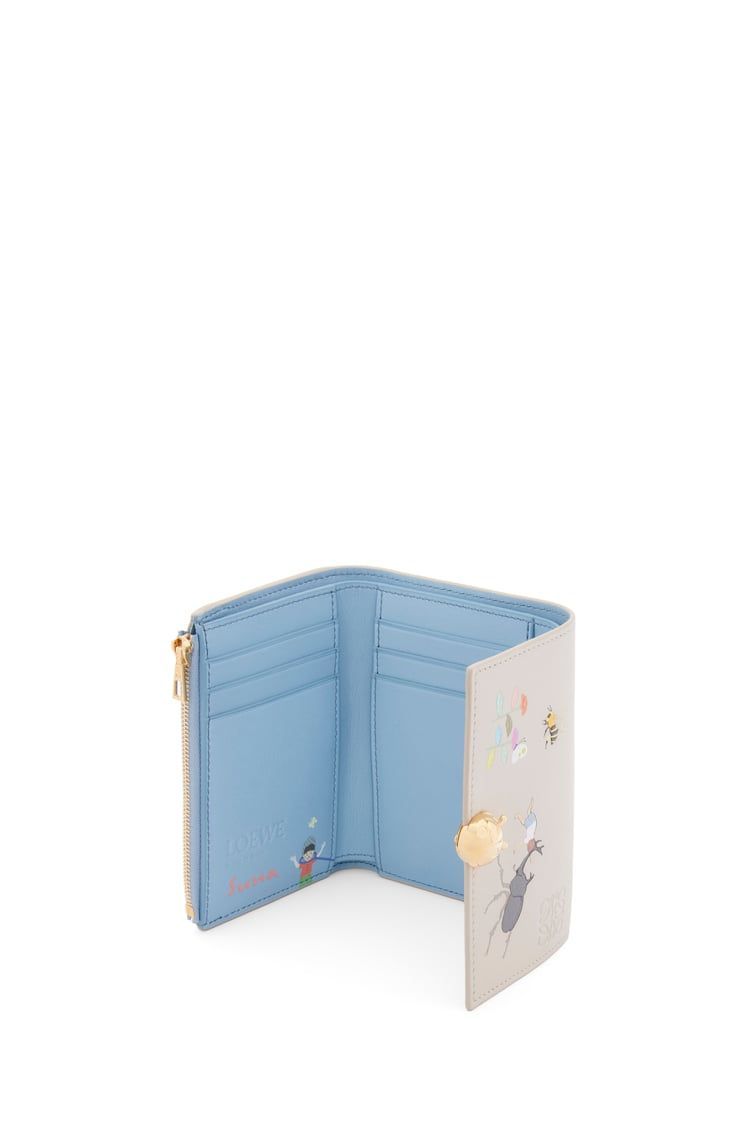 Insects small vertical wallet in satin calfskin