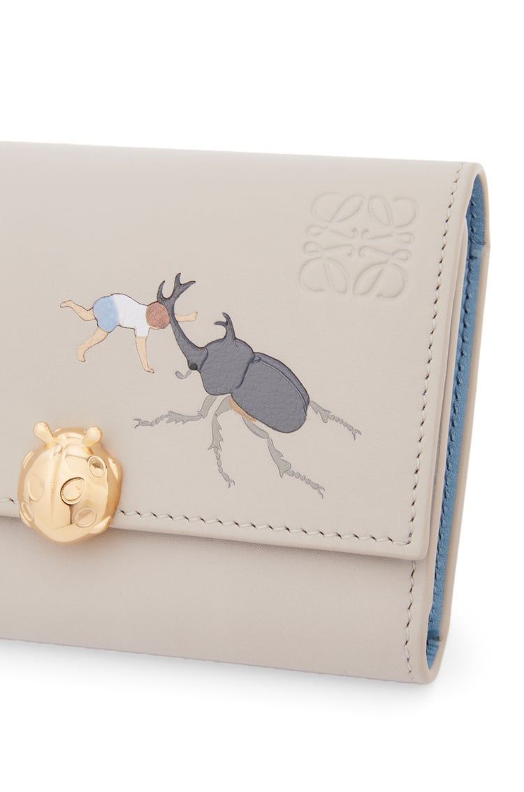 Insects small vertical wallet in satin calfskin