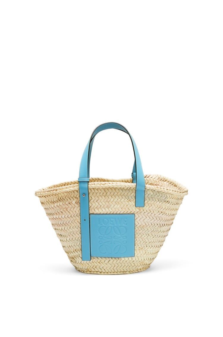 Basket bag in palm leaf and calfskin