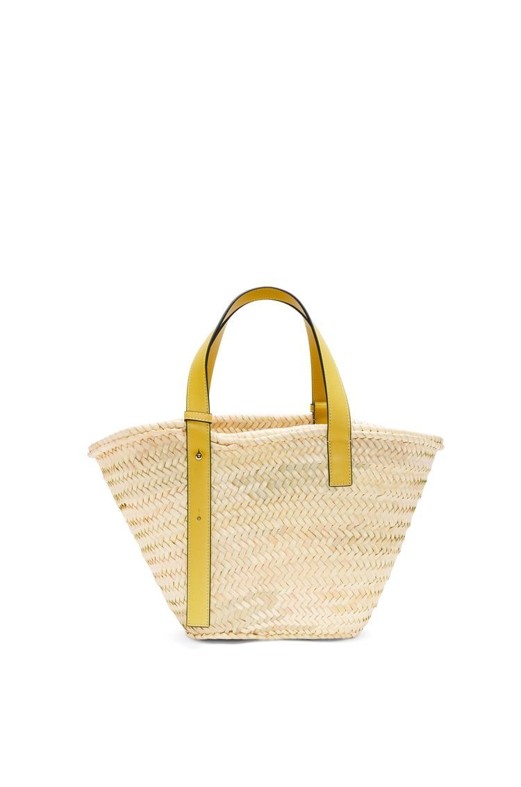 Basket bag in palm leaf and calfskin