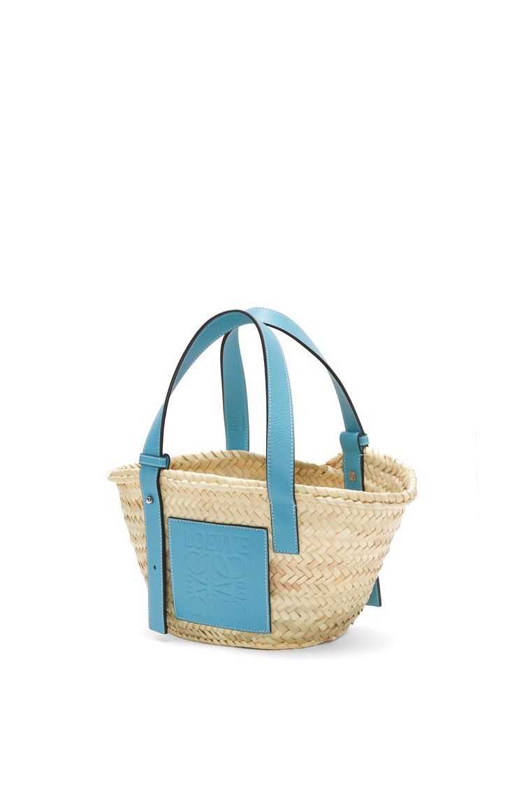 Small Basket bag in palm leaf and calfskin