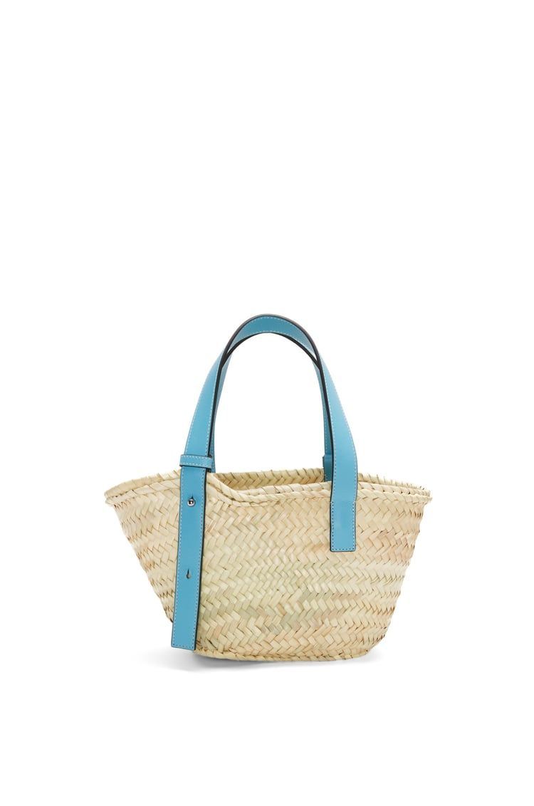 Small Basket bag in palm leaf and calfskin
