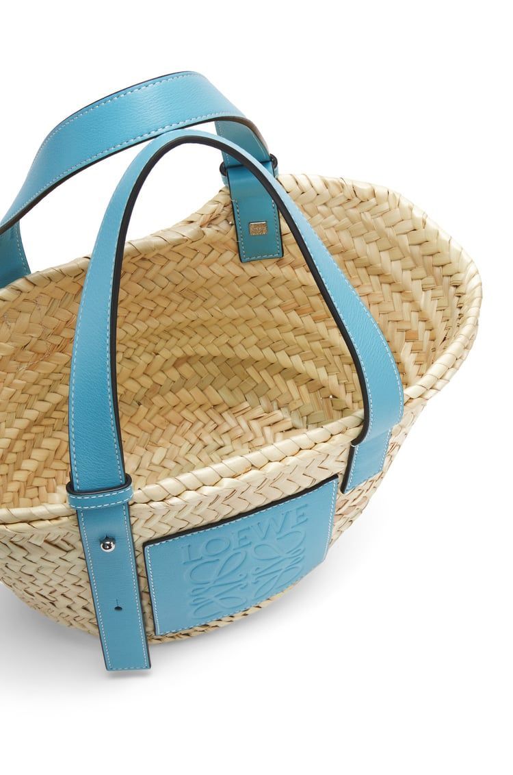 Small Basket bag in palm leaf and calfskin