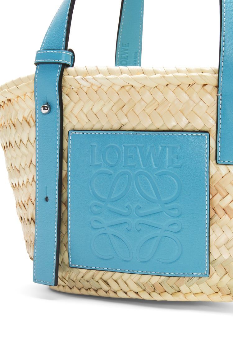 Small Basket bag in palm leaf and calfskin