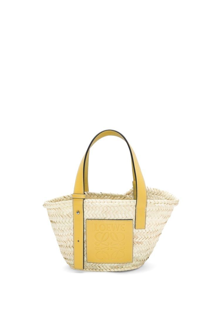 Small Basket bag in palm leaf and calfskin