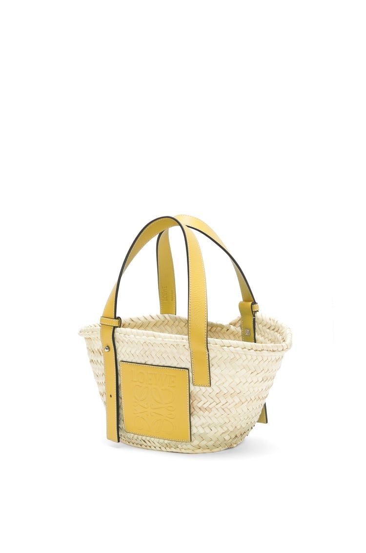 Small Basket bag in palm leaf and calfskin