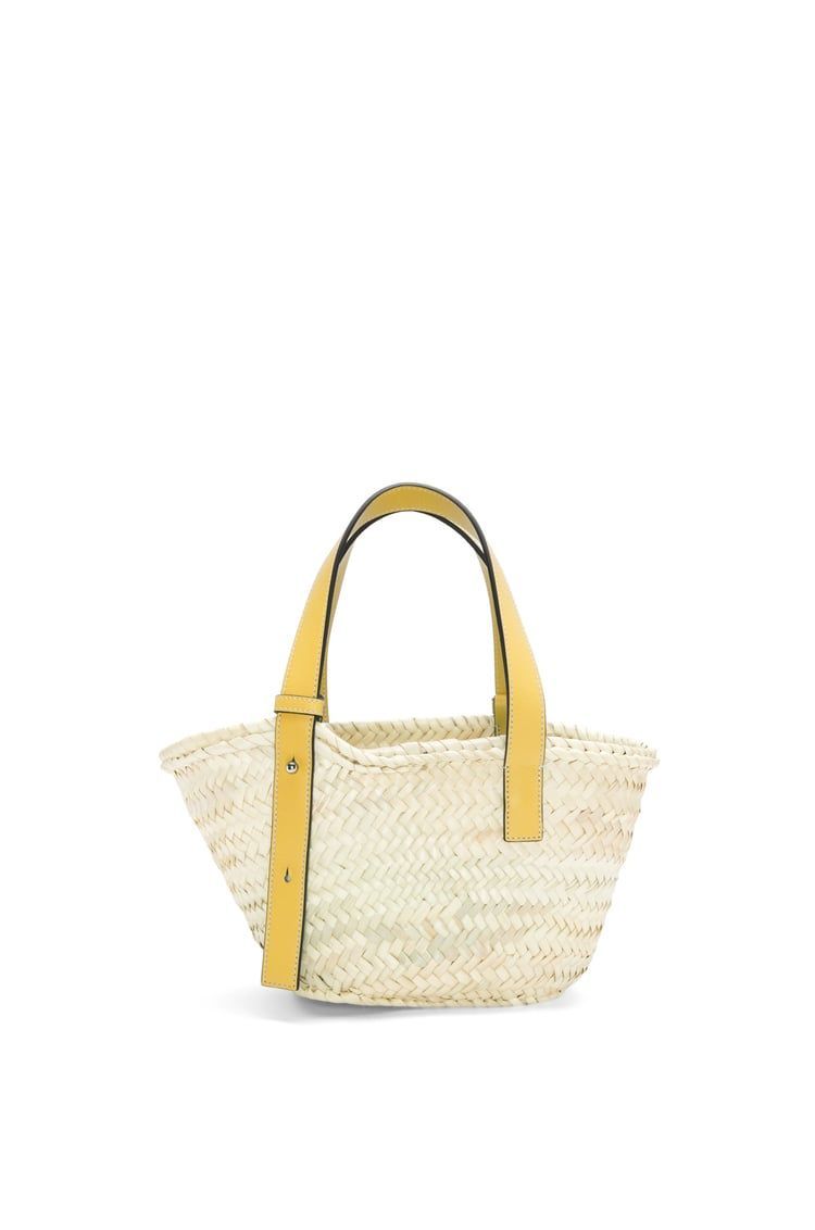 Small Basket bag in palm leaf and calfskin