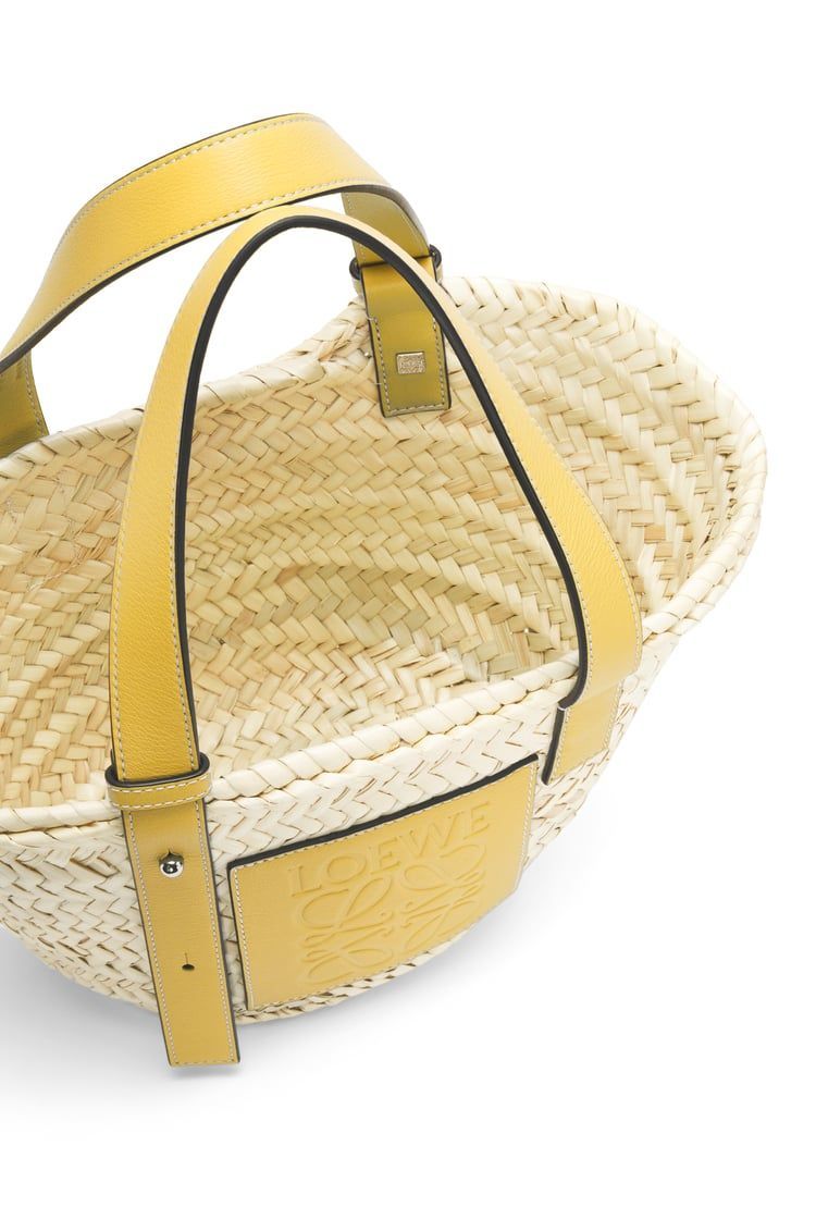 Small Basket bag in palm leaf and calfskin