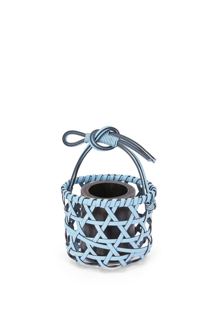 Knot vase in calfskin and bamboo