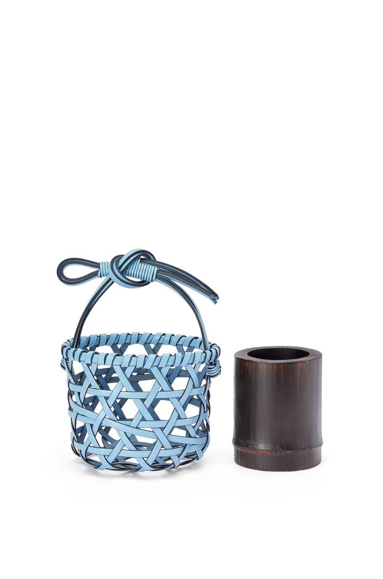 Knot vase in calfskin and bamboo