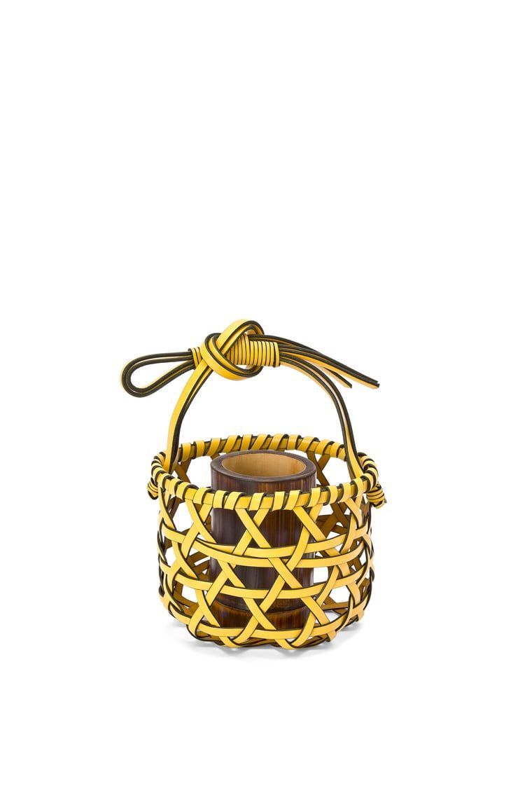 Knot vase in calfskin and bamboo