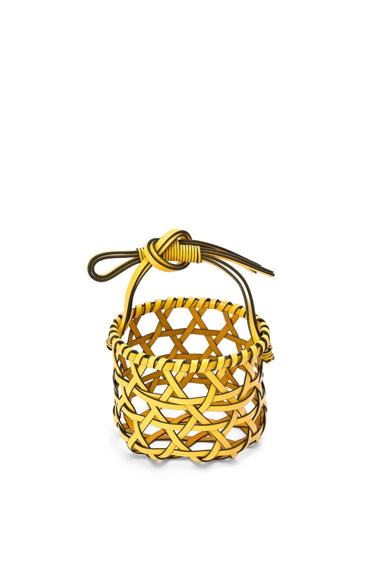 Knot vase in calfskin and bamboo