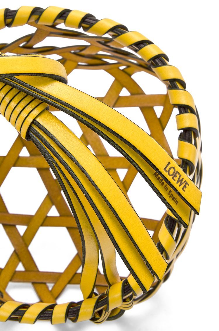 Knot vase in calfskin and bamboo