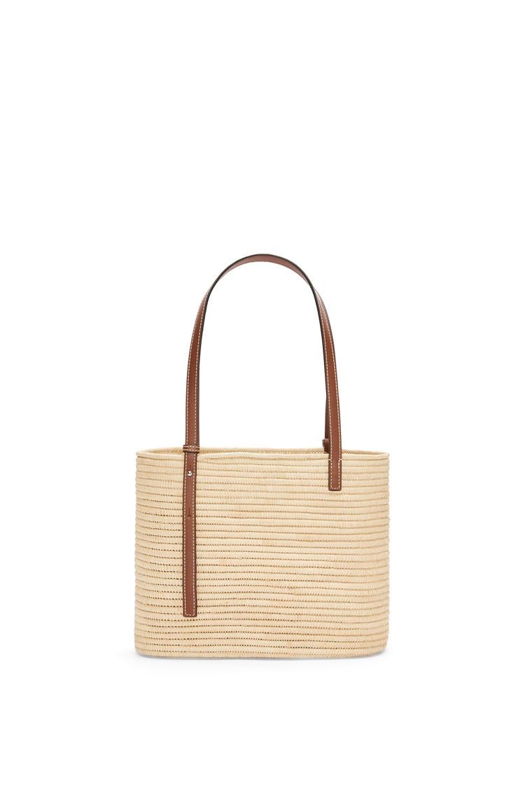 Small Square Basket bag in raffia and calfskin