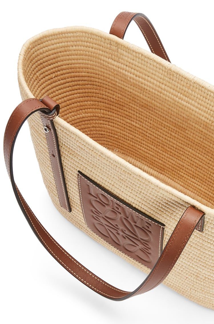 Small Square Basket bag in raffia and calfskin