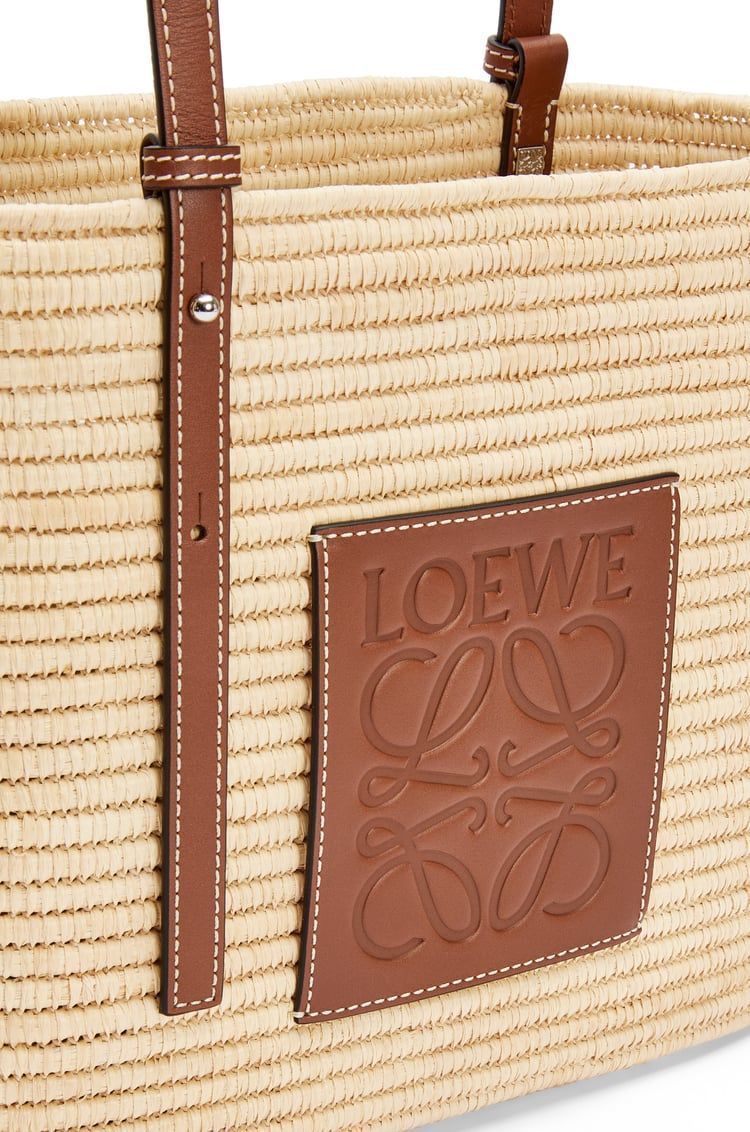 Small Square Basket bag in raffia and calfskin
