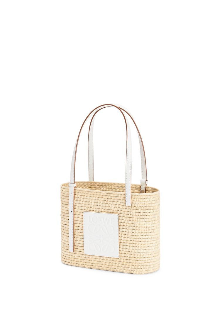 Small Square Basket bag in raffia and calfskin