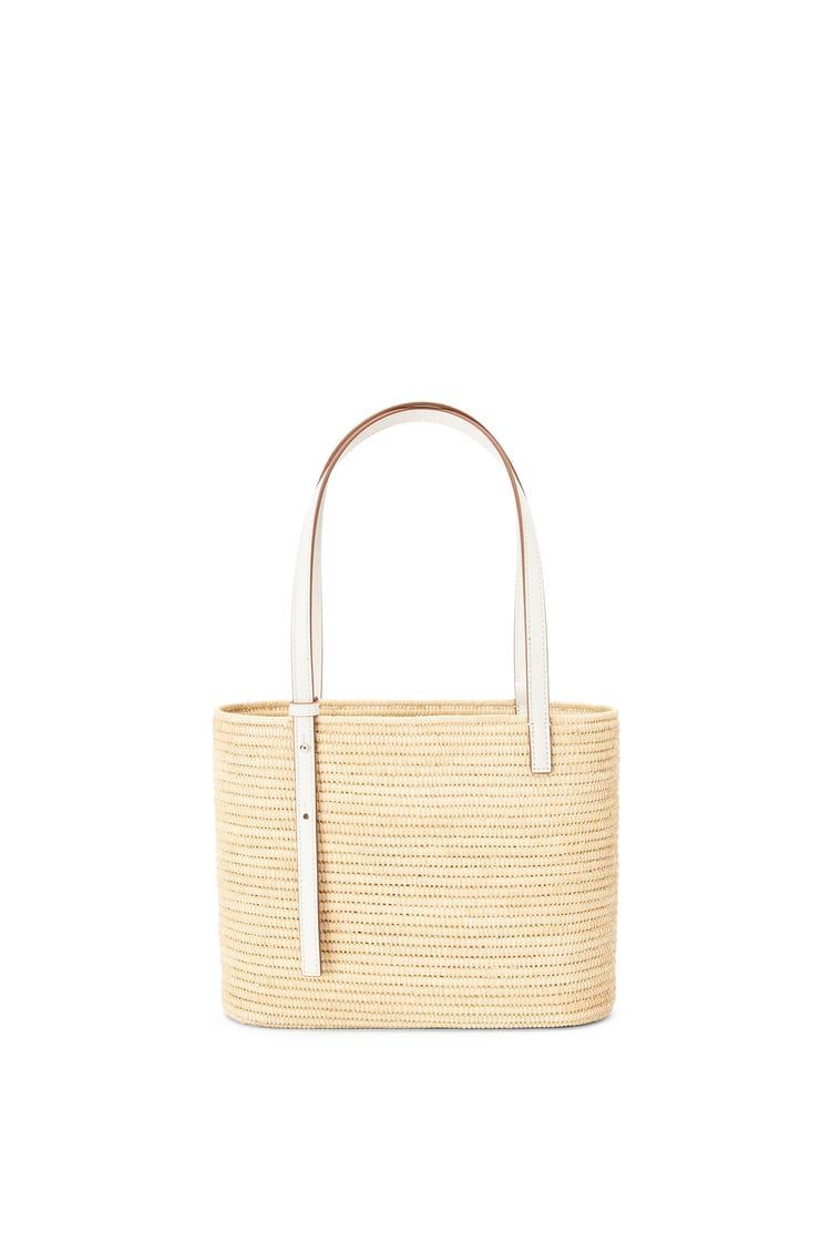 Small Square Basket bag in raffia and calfskin