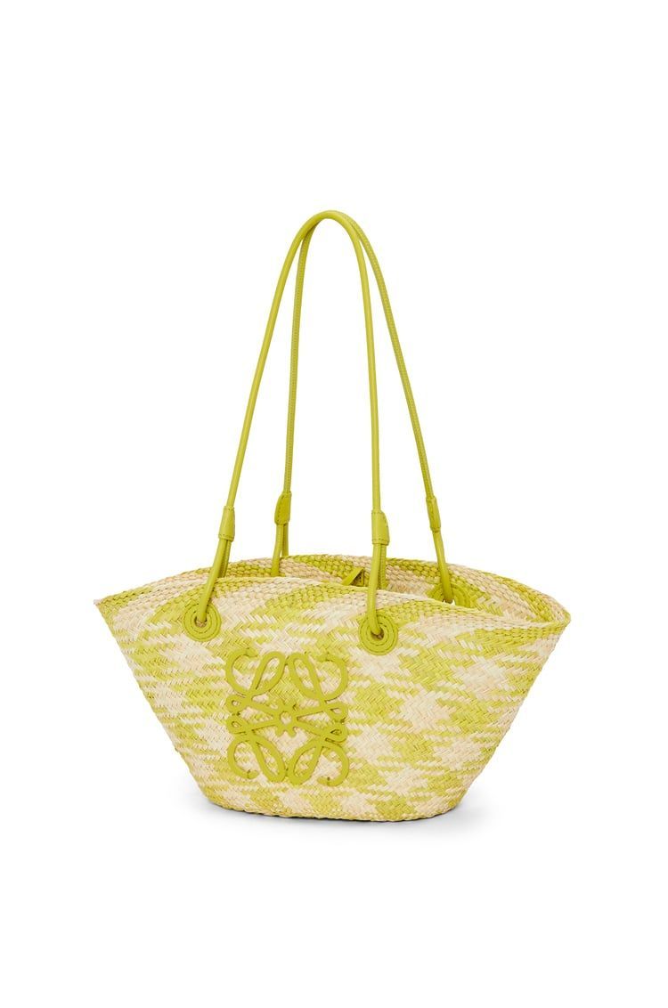 Small Anagram Basket bag in iraca palm and calfskin